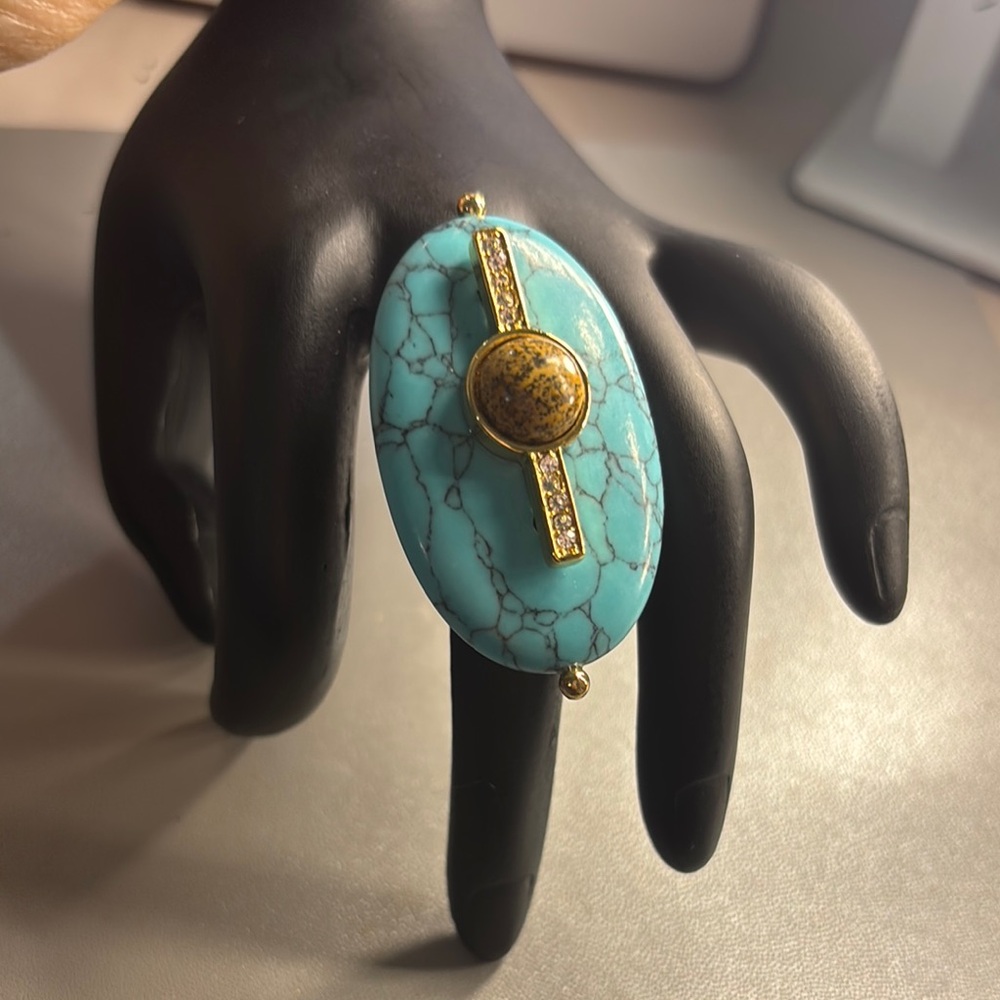 Turquoise and Gold Statement Ring
